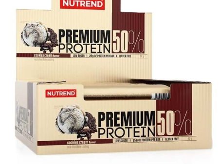 Nutrend Premium Protein 50% Bar, Cookies & Cream - 16 x 50g Fashion