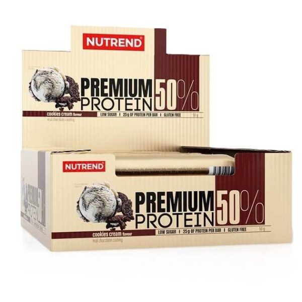 Nutrend Premium Protein 50% Bar, Cookies & Cream - 16 x 50g Fashion