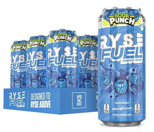 RYSE Fuel Energy Drink, Sour Blue Raspberry - 12 x 473 ml Discount