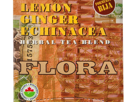 Flora - lemon ginger echinacea org herbal tea 16 bags Online now