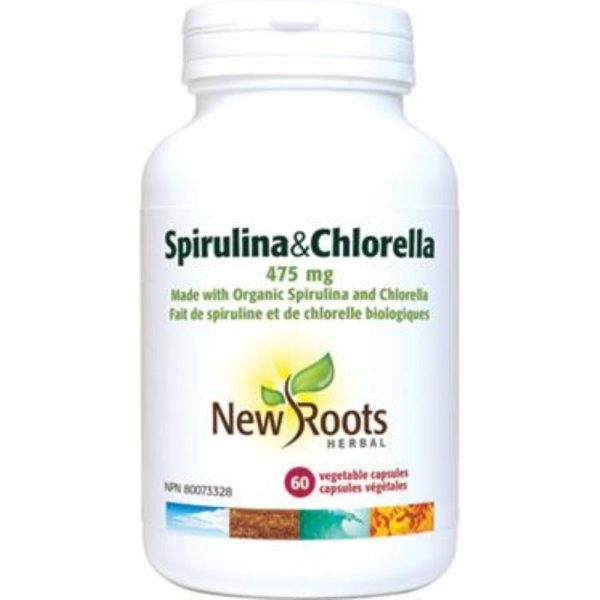 New roots - spirulina & chlorella organic 475 mg - 60 vcaps Online now