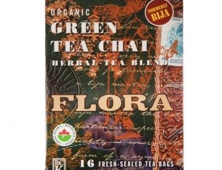 Flora - green tea chai 16 bags Online now